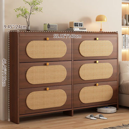 Contemporary Retro HDF Plastic Rectangular Shoe Storage 6-Cabinet For Entryway