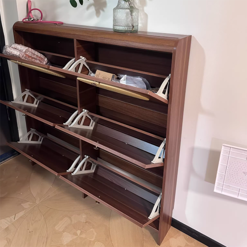Contemporary Retro HDF Plastic Rectangular Shoe Storage 6-Cabinet For Entryway