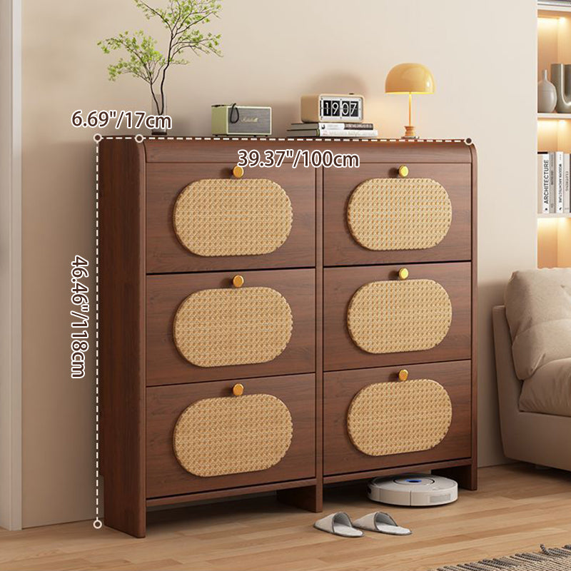 Contemporary Retro HDF Plastic Rectangular Shoe Storage 6-Cabinet For Entryway