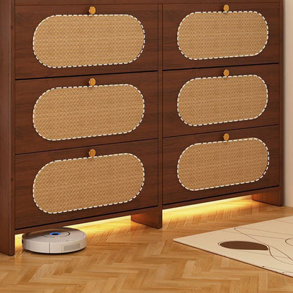 Contemporary Retro HDF Plastic Rectangular Shoe Storage 6-Cabinet For Entryway