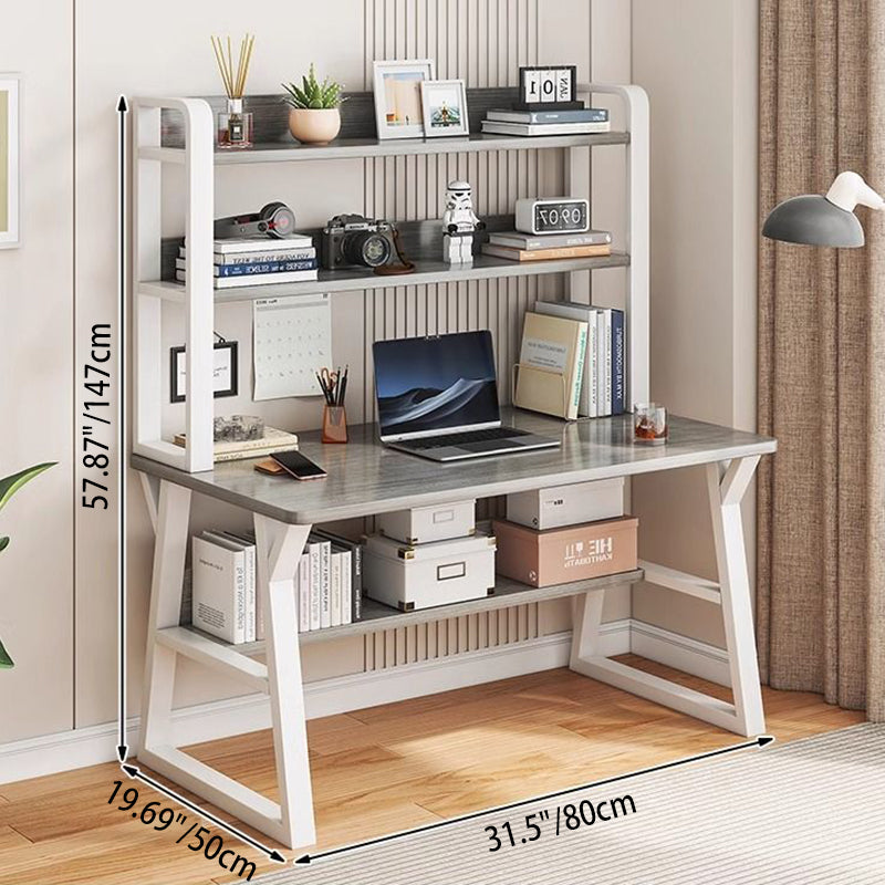 Modern Minimalist HDF Carbon Steel Rectangular Desks 4-tier Storage Shelves For Home Office