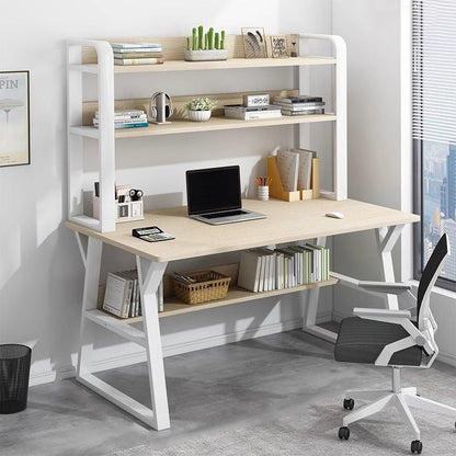 Modern Minimalist HDF Carbon Steel Rectangular Desks 4-tier Storage Shelves For Home Office