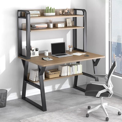 Modern Minimalist HDF Carbon Steel Rectangular Desks 4-tier Storage Shelves For Home Office