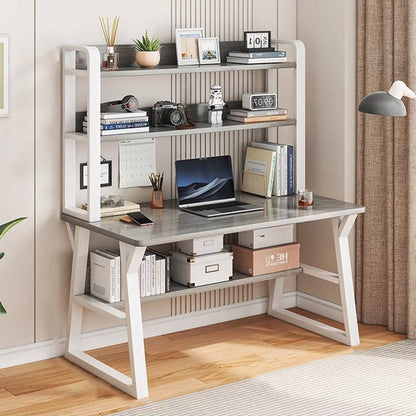 Modern Minimalist HDF Carbon Steel Rectangular Desks 4-tier Storage Shelves For Home Office