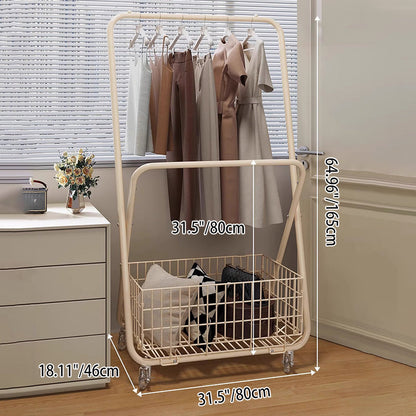 Modern Minimalist Carbon Steel Rectangular Hall Tree 1-Cabinet Movable Foldable For Bedroom & Entryway