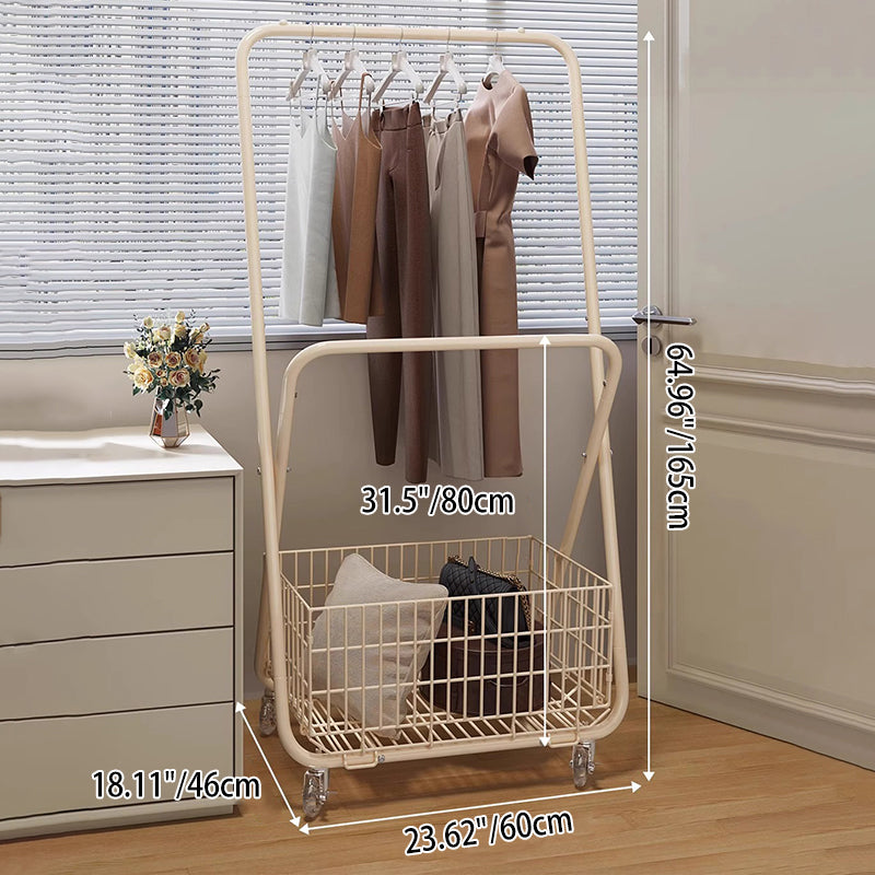 Modern Minimalist Carbon Steel Rectangular Hall Tree 1-Cabinet Movable Foldable For Bedroom & Entryway