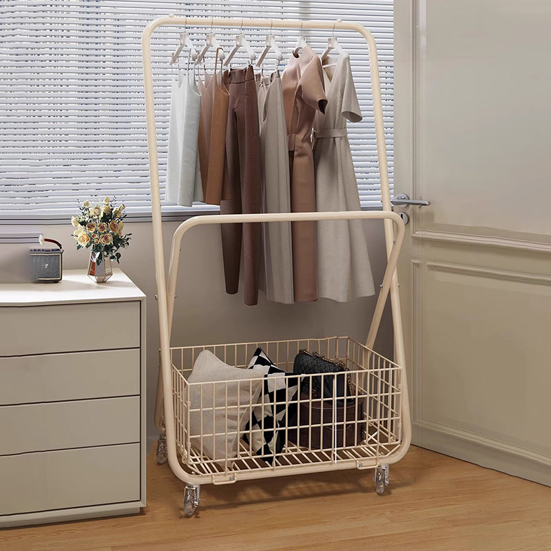 Modern Minimalist Carbon Steel Rectangular Hall Tree 1-Cabinet Movable Foldable For Bedroom & Entryway