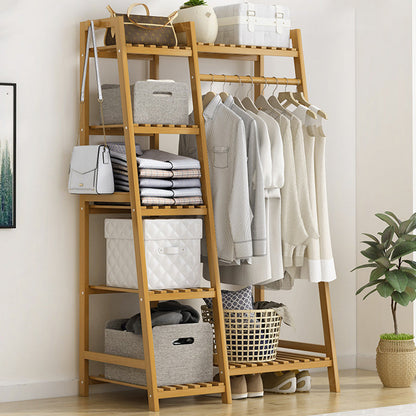 Modern Minimalist Nan Bamboo Rectangular Hall Tree 5-Tier Multi-Function Rack For Bedroom