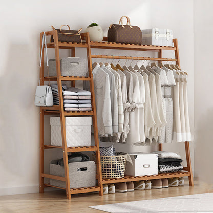 Modern Minimalist Nan Bamboo Rectangular Hall Tree 5-Tier Multi-Function Rack For Bedroom
