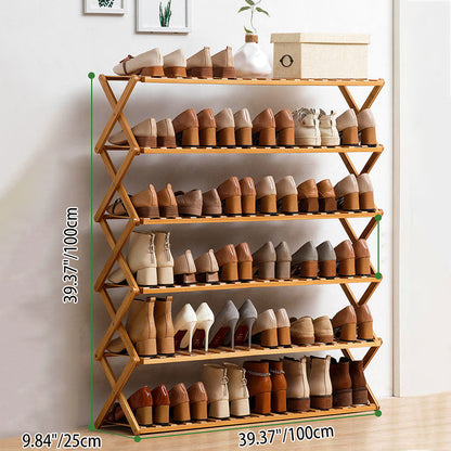 Modern Minimalist Nan Bamboo Rectangular Shoe Storage 6-Tier Foldable For Entryway