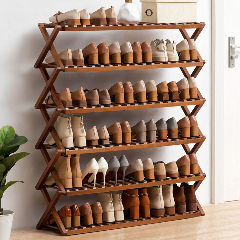 Modern Minimalist Nan Bamboo Rectangular Shoe Storage 6-Tier Foldable For Entryway