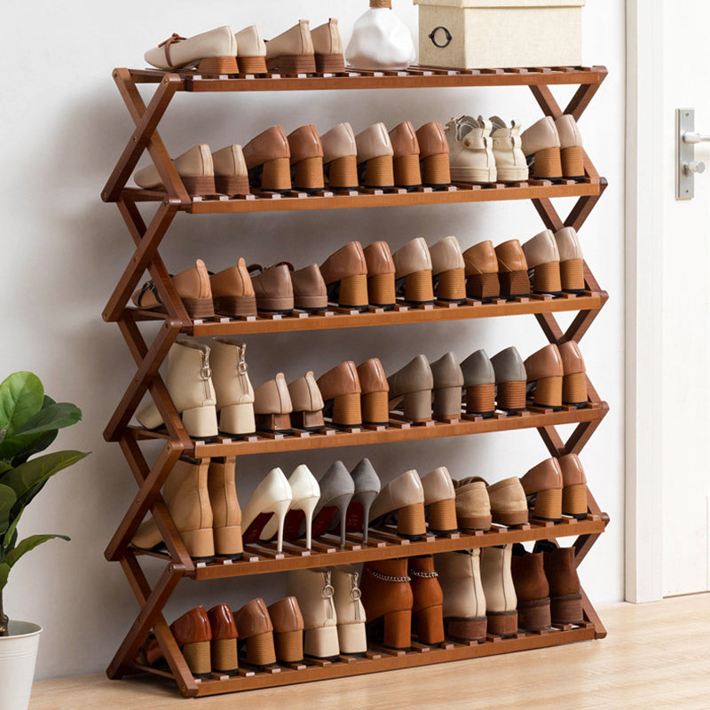 Modern Minimalist Nan Bamboo Rectangular Shoe Storage 6-Tier Foldable For Entryway