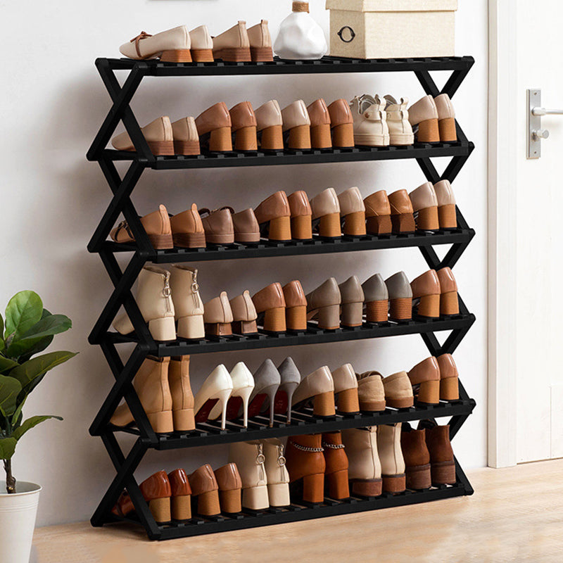 Modern Minimalist Nan Bamboo Rectangular Shoe Storage 6-Tier Foldable For Entryway
