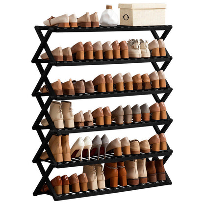 Modern Minimalist Nan Bamboo Rectangular Shoe Storage 6-Tier Foldable For Entryway