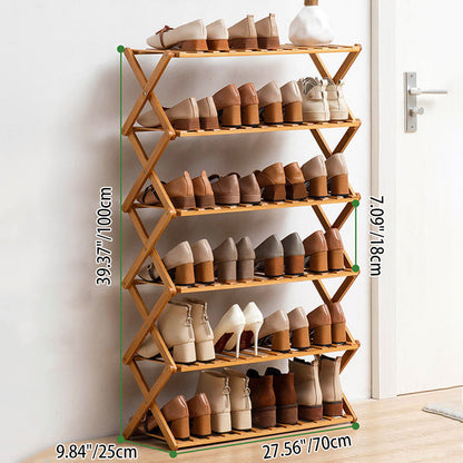 Modern Minimalist Nan Bamboo Rectangular Shoe Storage 6-Tier Foldable For Entryway