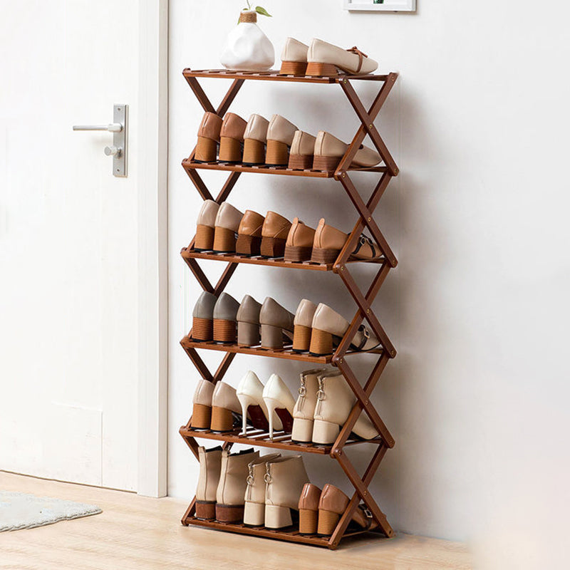 Modern Minimalist Nan Bamboo Rectangular Shoe Storage 6-Tier Foldable For Entryway