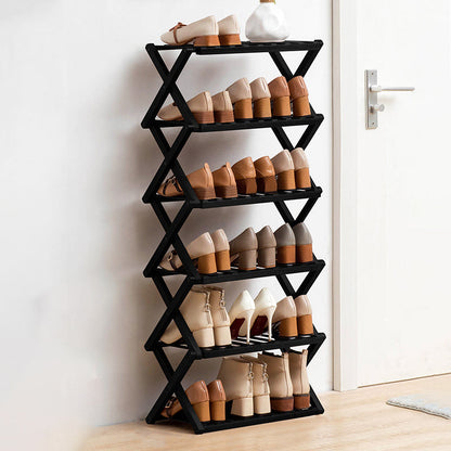 Modern Minimalist Nan Bamboo Rectangular Shoe Storage 6-Tier Foldable For Entryway