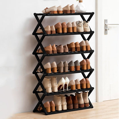 Modern Minimalist Nan Bamboo Rectangular Shoe Storage 6-Tier Foldable For Entryway