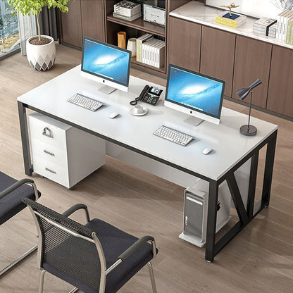 Modern Minimalist Particle Board Iron Rectangular Desks Movable 3-Drawer Storage For Home Office