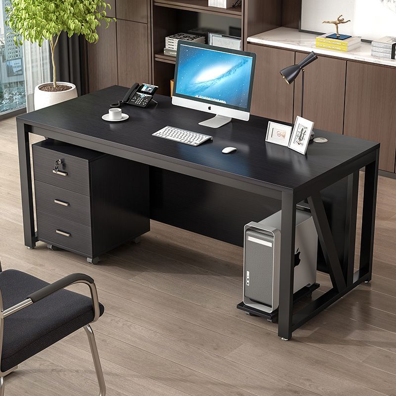 Modern Minimalist Particle Board Iron Rectangular Desks Movable 3-Drawer Storage For Home Office