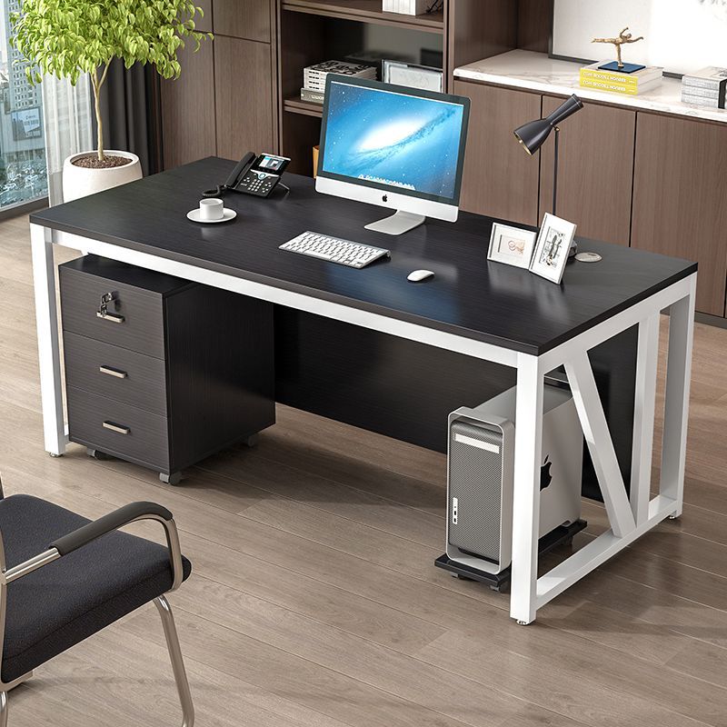 Modern Minimalist Particle Board Iron Rectangular Desks Movable 3-Drawer Storage For Home Office