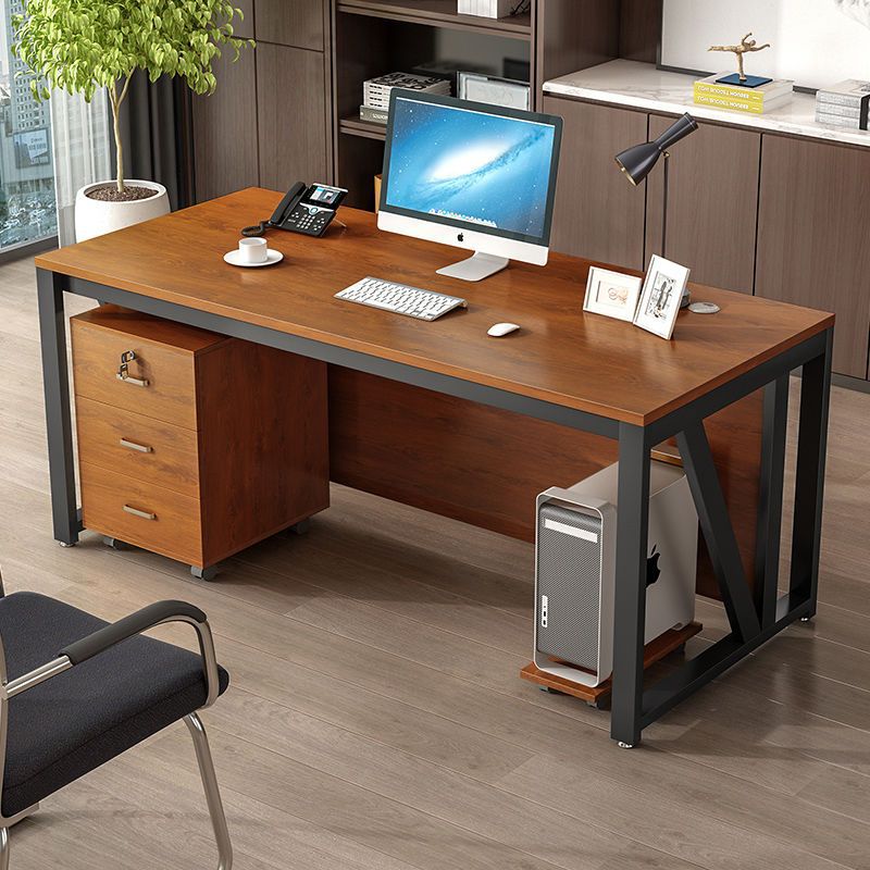 Modern Minimalist Particle Board Iron Rectangular Desks Movable 3-Drawer Storage For Home Office