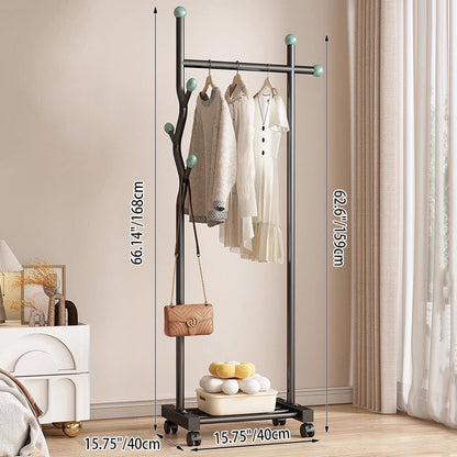 Modern Minimalist Iron Square Rectangular Movable Hall Tree 1-Drawer For Bedroom & Entryway
