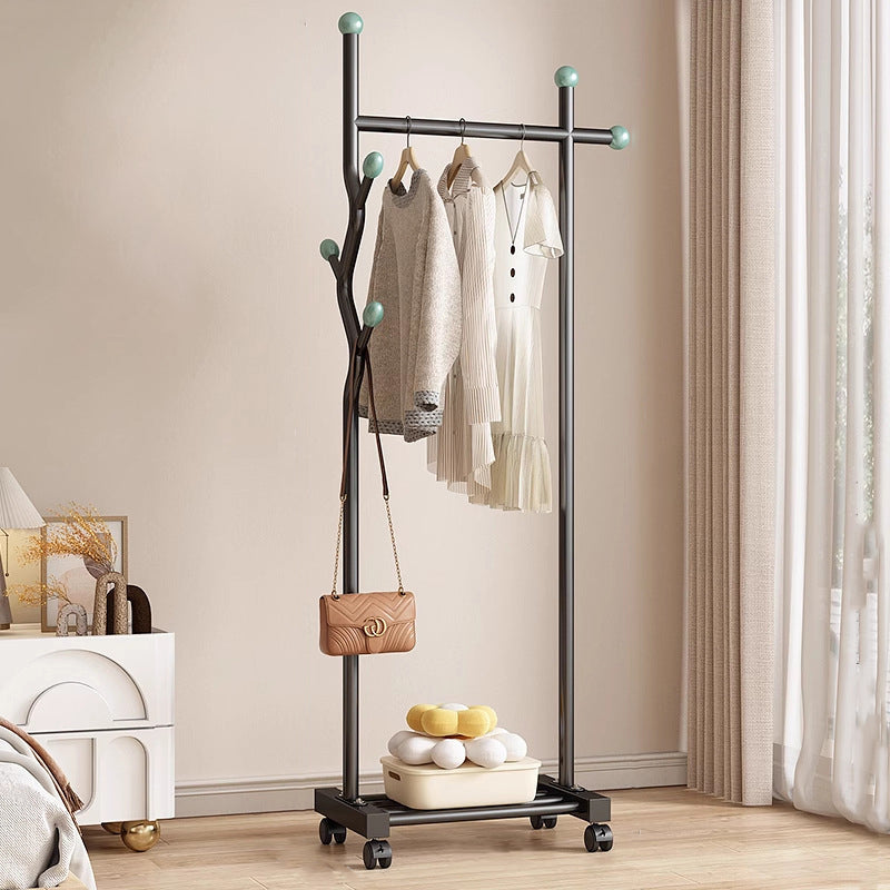 Modern Minimalist Iron Square Rectangular Movable Hall Tree 1-Drawer For Bedroom & Entryway