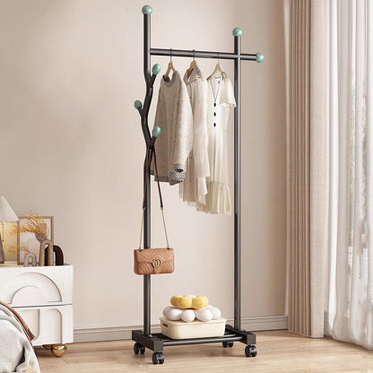 Modern Minimalist Iron Square Rectangular Movable Hall Tree 1-Drawer For Bedroom & Entryway