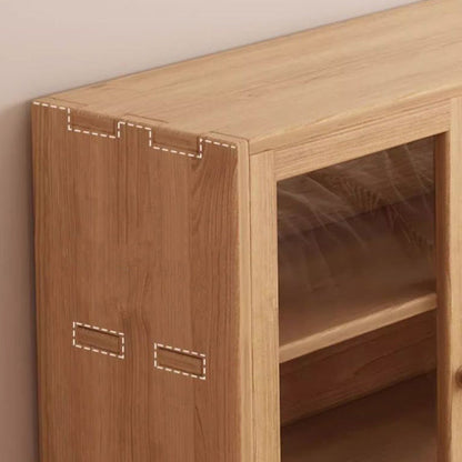 Modern Minimalist Pine Wood Acrylic Rectangular Storage Cabinet 3-Tier For Living Room