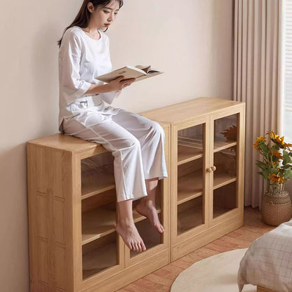 Modern Minimalist Pine Wood Acrylic Rectangular Storage Cabinet 3-Tier For Living Room