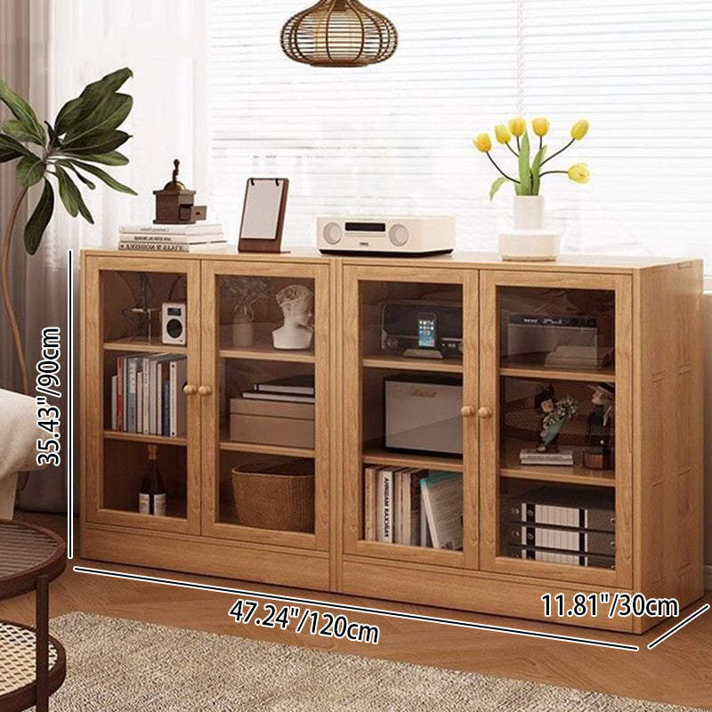 Modern Minimalist Pine Wood Acrylic Rectangular Storage Cabinet 3-Tier For Living Room