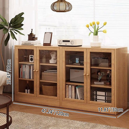Modern Minimalist Pine Wood Acrylic Rectangular Storage Cabinet 3-Tier For Living Room