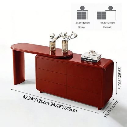 Stylish Red 6-Drawer Makeup Vanity - Nordic Design, Durable MDF & Solid Wood Particle Board For Bedroom
