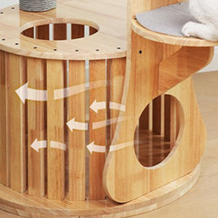 Modern Minimalist MDF Felt Round Cat Tree & Condo 3-Condo 4-Perche 1-Scratching Board For Living Room