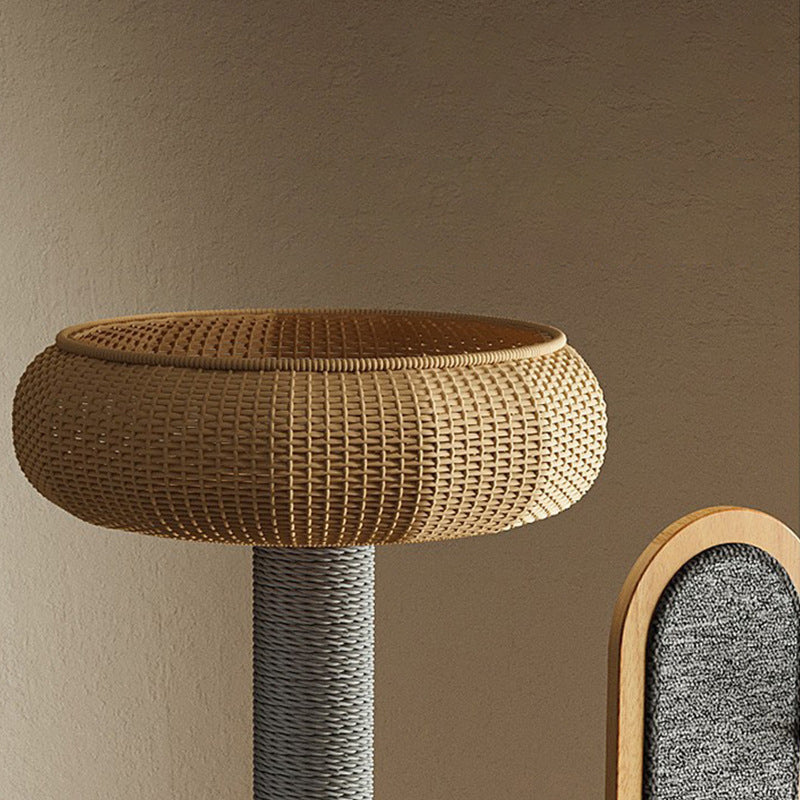 Modern Minimalist MDF Felt Round Cat Tree & Condo 3-Condo 4-Perche 1-Scratching Board For Living Room