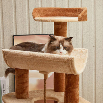 Modern Minimalist Particle Board Velvet Cardboard Tube Sisal Rope Square Cat Tree & Condo 1-Hammock 3-Condo 4-Scratching Post 1-Ladder 2-Perch For Living Room