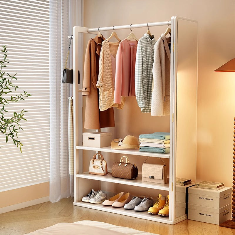 Modern Minimalist Rubberwood Glass Rectangular Hall Tree 3-Tier Full-Length Mirror For Bedroom & Living Room
