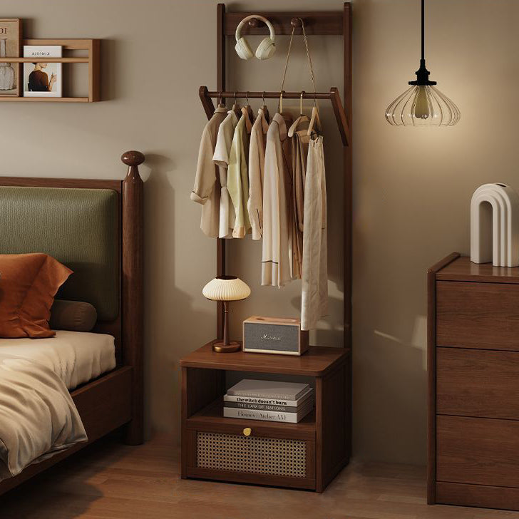 Contemporary Retro Nan Bamboo Composite Board Resin Rattan Rectangular Weaving Hall Tree 2-Tier Bedside Storage For Bedroom