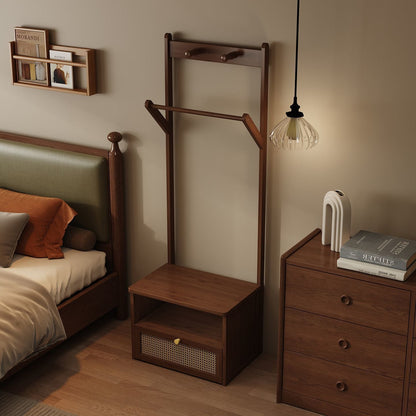 Contemporary Retro Nan Bamboo Composite Board Resin Rattan Rectangular Weaving Hall Tree 2-Tier Bedside Storage For Bedroom