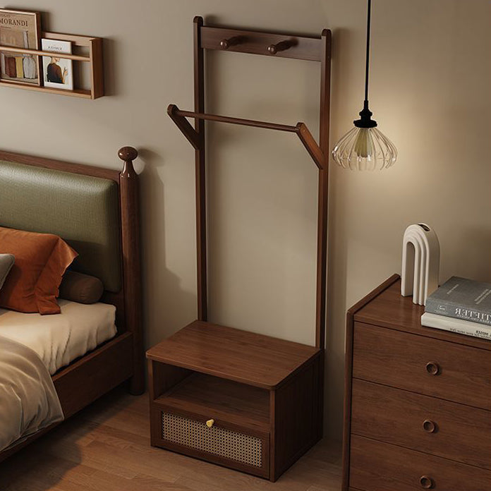 Contemporary Retro Nan Bamboo Composite Board Resin Rattan Rectangular Weaving Hall Tree 2-Tier Bedside Storage For Bedroom
