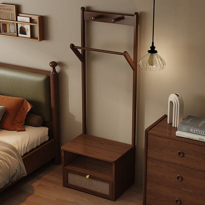 Contemporary Retro Nan Bamboo Composite Board Resin Rattan Rectangular Weaving Hall Tree 2-Tier Bedside Storage For Bedroom