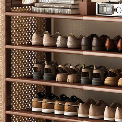 Contemporary Retro Nan Bamboo MDF Plastic Rattan Rectangular Shoe Storage 6/7-Tier For Entryway