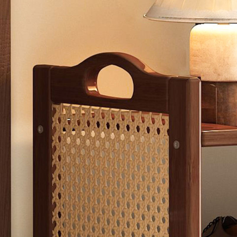 Contemporary Retro Nan Bamboo MDF Plastic Rattan Rectangular Shoe Storage 6/7-Tier For Entryway