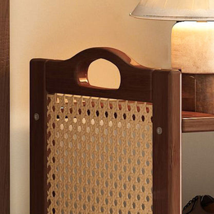 Contemporary Retro Nan Bamboo MDF Plastic Rattan Rectangular Shoe Storage 6/7-Tier For Entryway