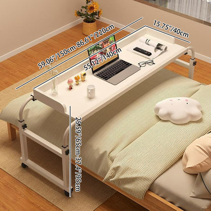 Modern Minimalist MDF Carbon Steel Rectangular Extendable Height-Adjustable Movable Lazy Desk For Bedroom