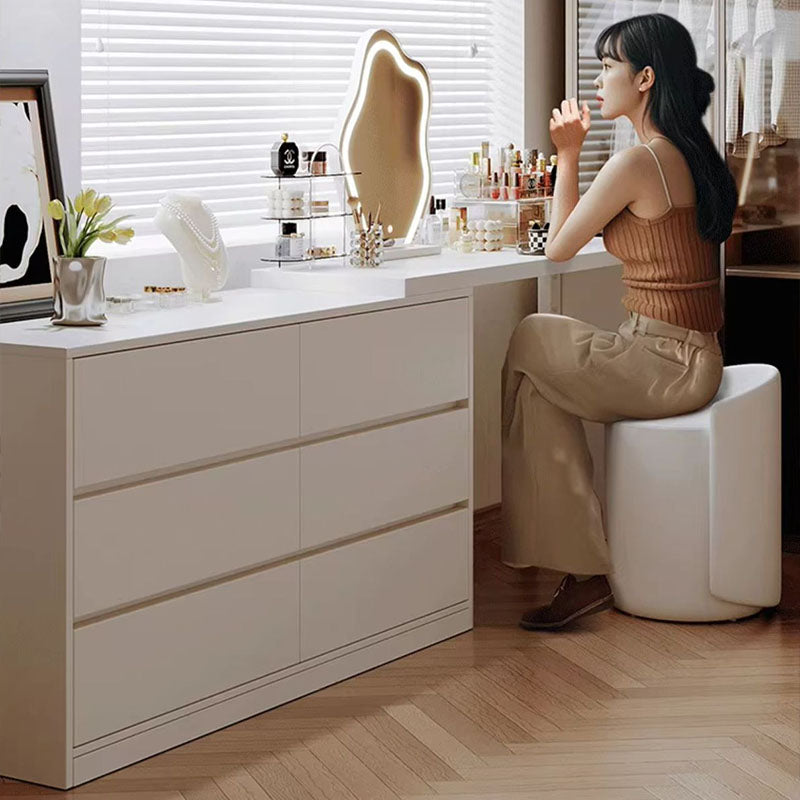 Modern Minimalist Eco-Friendly Engineered Wood Rectangular Extendable Makeup Vanity 6-Drawer For Bedroom