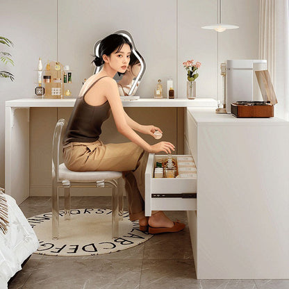 Modern Minimalist Eco-Friendly Engineered Wood Rectangular Extendable Makeup Vanity 6-Drawer For Bedroom