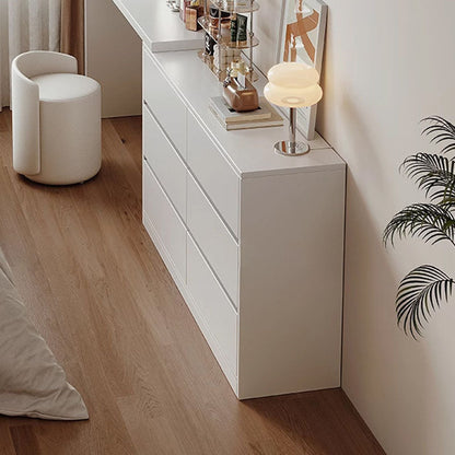 Modern Minimalist Eco-Friendly Engineered Wood Rectangular Extendable Makeup Vanity 6-Drawer For Bedroom