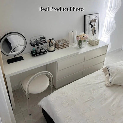 Modern Minimalist Eco-Friendly Engineered Wood Rectangular Extendable Makeup Vanity 6-Drawer For Bedroom